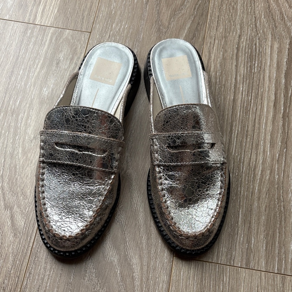 Dolce Vita Metallic Silver Loafers